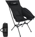 SUNNYFEEL Lightweight Backpacking Chair Oversized Wider Cotton-Padded Camping Chair Portable High Back Folding Chair with Adjustable Pillow for Hiking Heavy-Duty 330 Pound Capacity Black