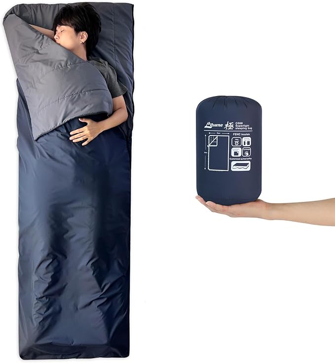 Litume Compact Sleeping Bag 68°F-50°F 1.6lbs Combinable Lightweight Portable Packable sleep sacks for Adults for Backpacking Camping Hiking Travel Family with Stuff Sack 3 seasons Velvet lined