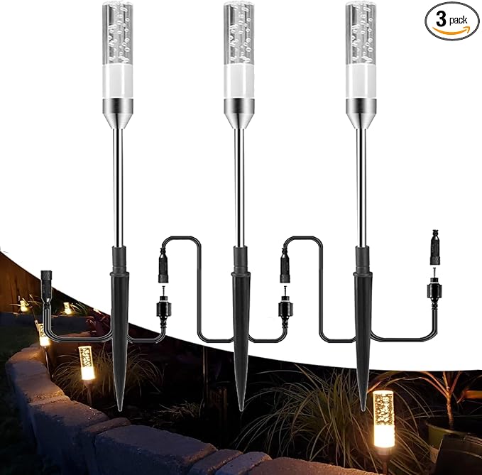B-right Warm White 3PCS Extension Lights for Path Lights Extendable Waterproof 0.8W 95 Lumens per Light 2700K (No Adapter)