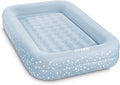 Intex 66810FL Inflatable Kidz Travel Bed Set Includes Hand Pump and Carry Bag Removable Mattress Quick Inflation Indoor Use 42in x 66in x 10in Blue with Star Print Frame