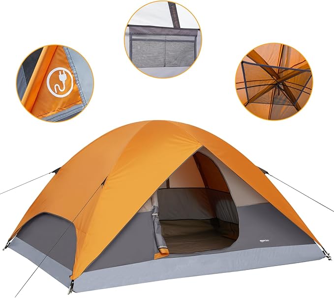 Amazon Basics Camping Tent 3-Season Dome Design with Rainfly