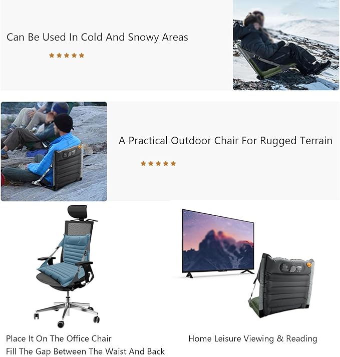 Floor Chair with Back SupportInflatable Folding Seats Lightweight Outdoor Relaxing ChairEquipped with Storage Bagfor Camping Beach(Blue)