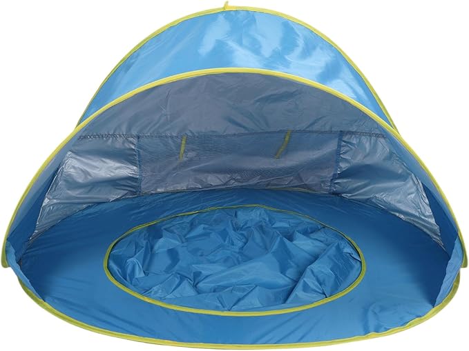 Pop Up Beach Tent Portable Sun Shelter with UPF50+ Protection and Built in Baby Pool Compact Foldable Beach Shade for Infant Outdoor Camping Beach Picnic (Blue)