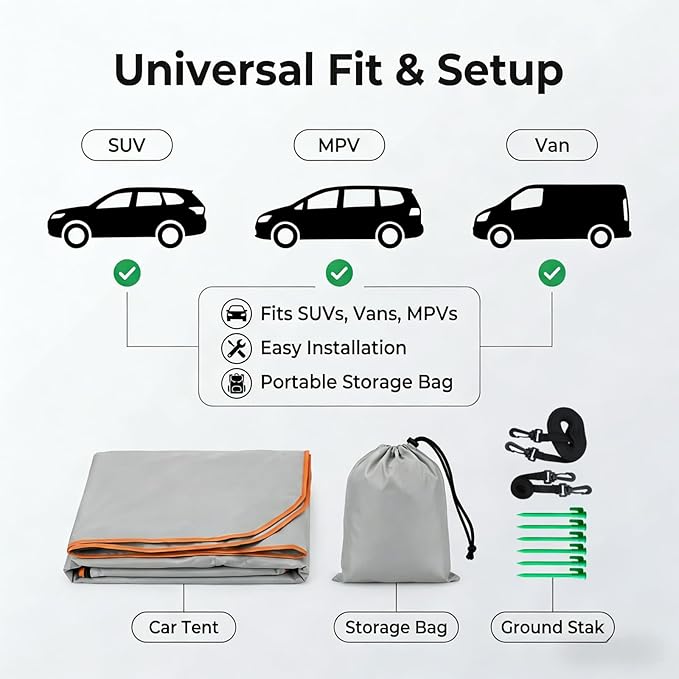 Instant Hatchback Cabana Privacy Changing Room Car Camping Tent Rope Fastened Tailgate Shelter for SUV Van MPV