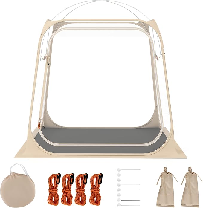 Goplus All Weather Pod Sports Tent for 2-4 People 7 x 7 FT Easy Setup Clear Bubble Tent with Floor Mat Camping Sun Shelter Outdoor Screen House with Carrying Bag (7 x 7 x 6.4 ft（2-4 People）)