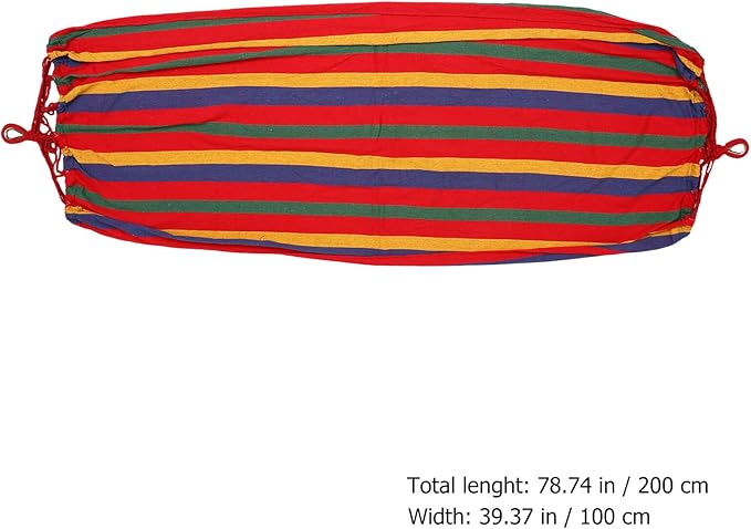 Cabilock Camping Travel Single Canvas Hammock 200x100cm Portable Outdoor Leisure Swing Hammock for Hiking Backpacking with Red Striped Widen Design