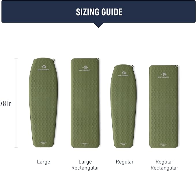 Sea to Summit Camp Plus Self-Inflating Foam Sleeping Mat for Camping - Rectangular - Regular (72 x 25.2 x 2.6 inches)