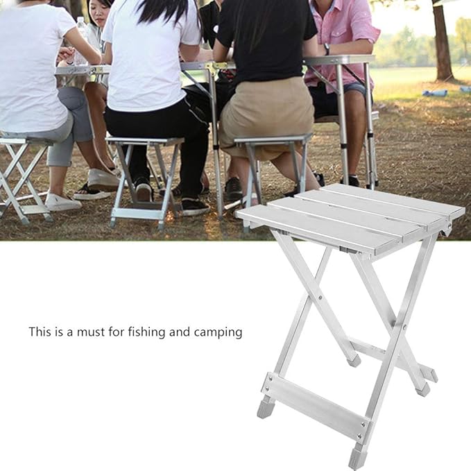 Folding Chair Portable Stainless Steel Fishing Camping Folded Seat No Accidents for Fishing and Camping Foldable Chair