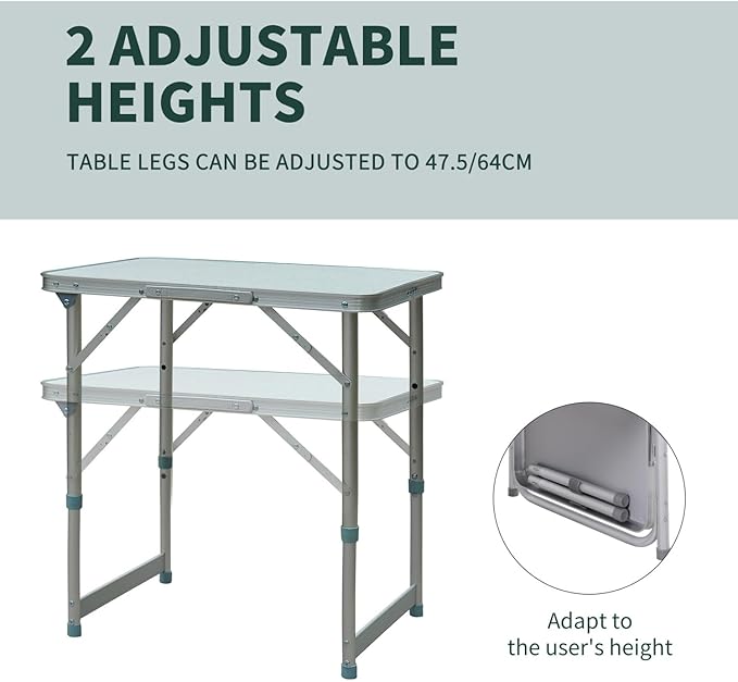 23 Portable Adjustable Folding Camping Table for Outdoor &amp Indoor Use
