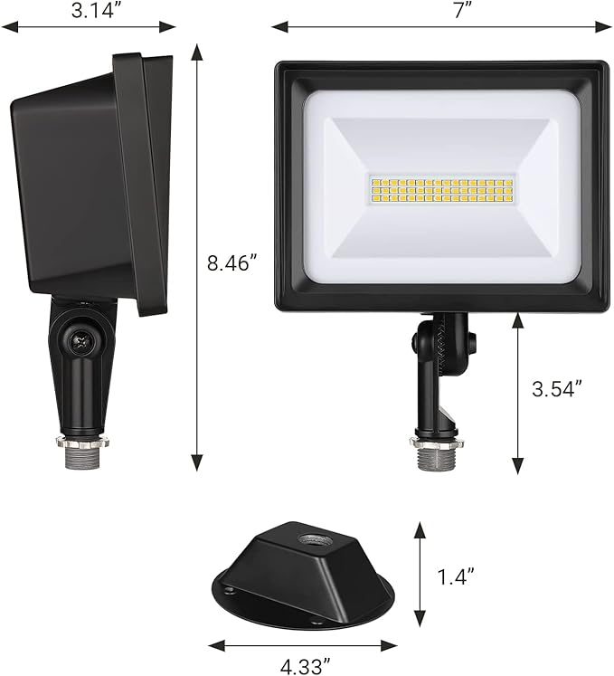 DEWENWILS 2 Pack 34W Flood Lights Outdoor 3200 LM Super Bright(400W Halogen Equivalent) IP65 Waterproof Knuckle Mount LED Flood Light 5000K Led Security Light for Landscape Garden Yard Garage