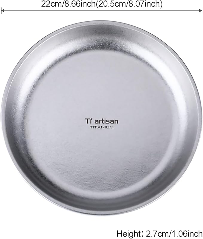 Titanium Plate Camping Picnic Tableware 27fl oz Cooking Utensils Extremely Light Dishes Bowl 110g (TA8220SS)