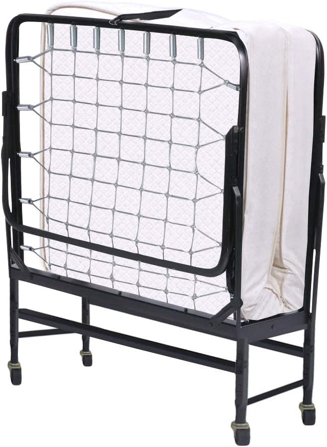 Greaton 14” Folding Bed with 3-Inch Luxurious Memory Foam Mattress Strong and Sturdy Metal Frame Portable Guest Bed for Easy Storage 31-Inch White