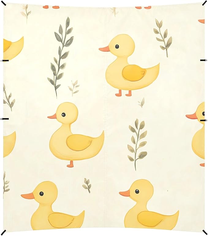 Yellow Duck Leaves Pattern Camping Sun Shelter Beach Tent Portable Beach Sun Shade Outdoor Canopy for Camping Trips Fishing Picnic