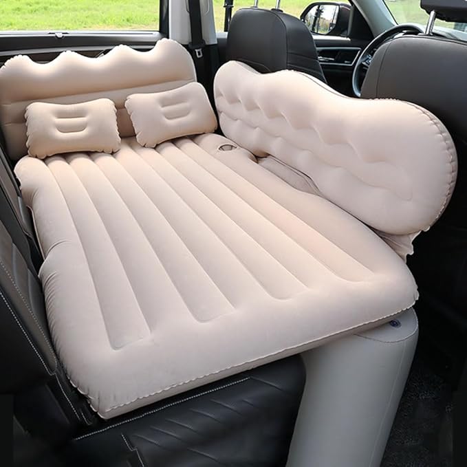 Car Inflatable Air Mattress for Hyundai IONIQ 7 2025 Inflatable Back Seat Car Bed Double-Sided Portable Camping Travel Sleeping BedBeige-Mountain Design