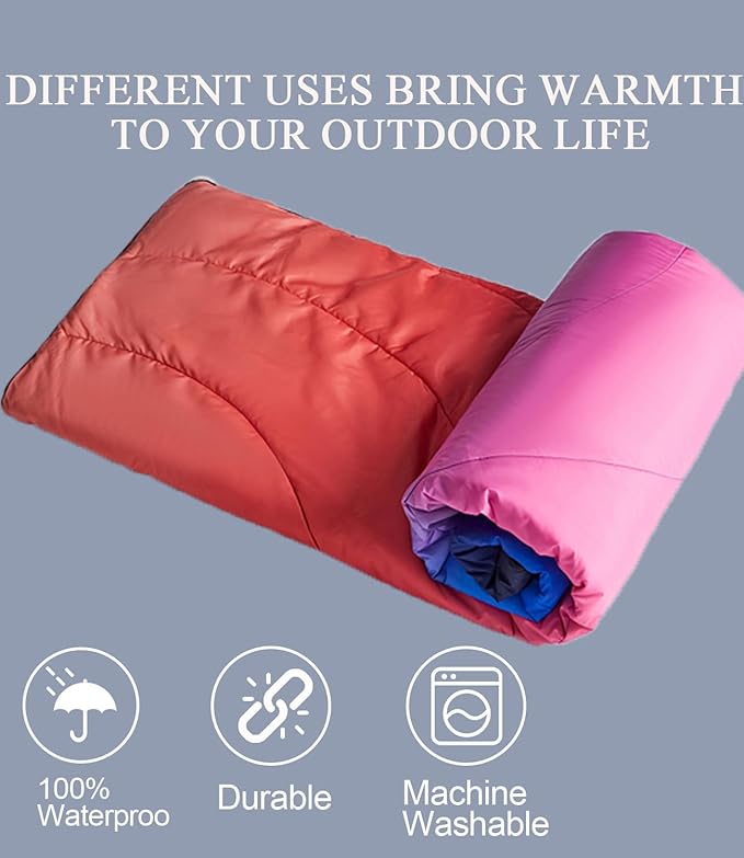 Outdoor Puffy Camping Blanket Lightweight Down Alternative Puffy Waterproof Stadium Blanket with Portable Bag Lightweight Camping Blanket for 2 People Cold Weather Sports Travel Car 79*54 inch