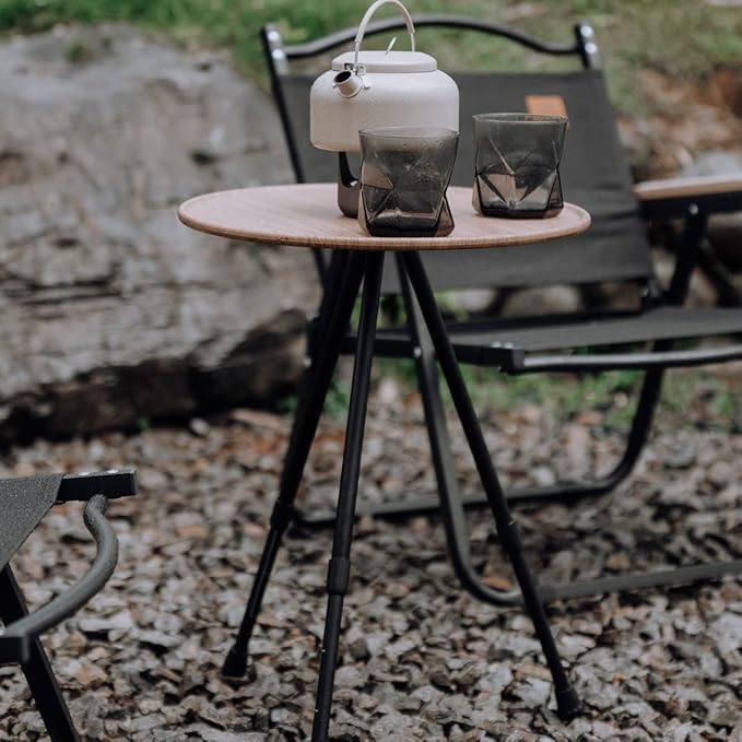 Folding Round Table Telescopic Outdoor Table Three-legged Dining Table Aluminum Alloy Table for Hiking Camping
