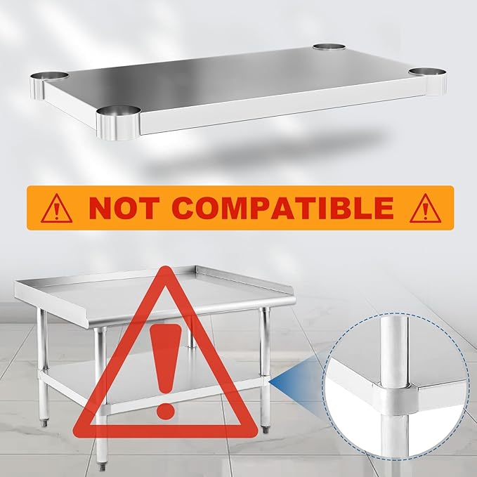 Stainless Steel Undershelf 30x48 Inches for Commercial Work Table - Bottom Shelf Add-On Extra Storage for NSF Kitchen Restaurant Café Bakery or Food Prep Stations