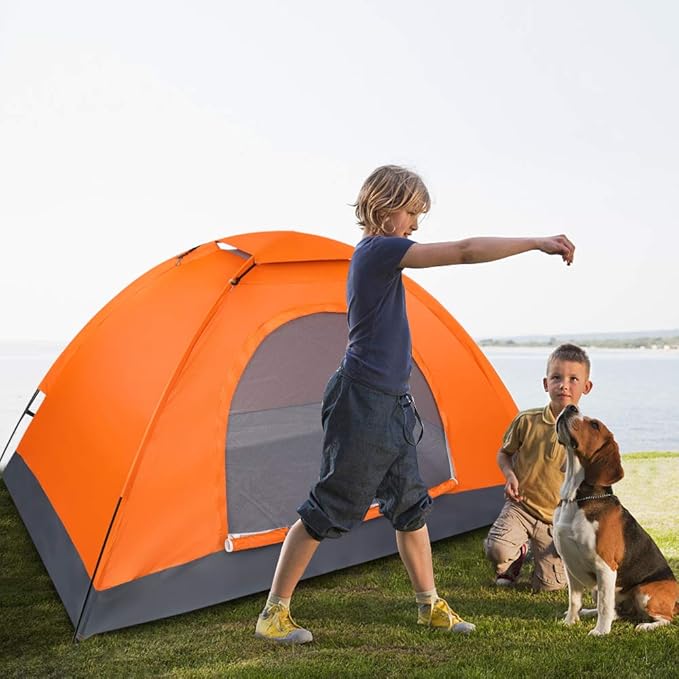 1-Person Waterproof Camping Dome Tent Outdoor Hiking Orange