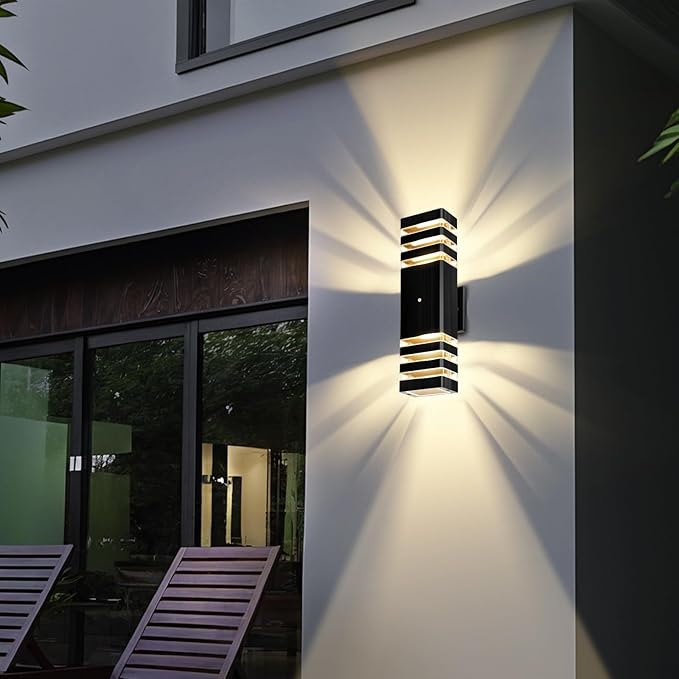 LED Square Up &amp Down Wall Lights 2 Pack 15inchOutdoor Wall Lights 3000K Aluminum Body Waterproof IP65 Exterior Light Fixtures Wall Mount Up Down Porch Lights Outdoor for House Porch Garage