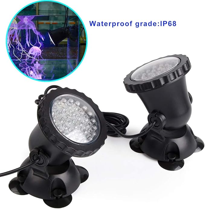 SHOYO Pond Lights Color Changing Spotlights Underwater Fountain Lights IP68 Waterproof RGB Memory Dim Adjustable Submersible for Outdoor Waterfall Pond Fountain Pool 2 in Set