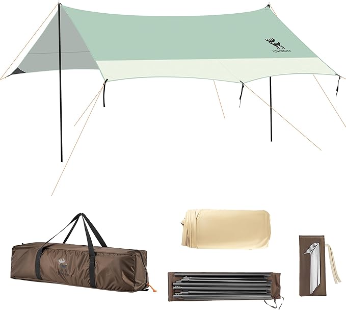 Beach Tent Camping Sun Shelter 13.78 x 14.1ft Easy to Set Up Beach Shade UPF 50+ Waterproof Beach Shade Tent for 10-12 Person Outdoor Tent for Beach Camping Fishing Picnic