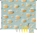 Waterproof Sandproof Beach Blanket 59''×68'' Food Biscuits Polyester Outdoor Picnic Blanket with 4 Stakes &amp Storage Bag for BeachCampingVacation Light Green
