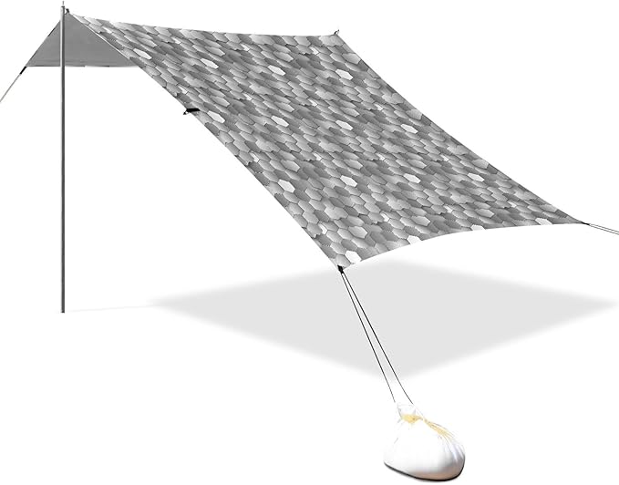 ALAZA Geometric 3D Hexagon Honeycomb Beach Tent Sun Shelter UPF50+ Protection Beach Shade Canopy w/ 4 Sandbags for Outdoor Camping Fishing Backyard Fun Picnic 10x9 ft