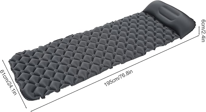Camping Sleeping Pad Camping Mat with Pillow Inflatable Sleeping Mattress Built in Foot Pump Inflatable Mattress TPU Portable Bed for Backpacking