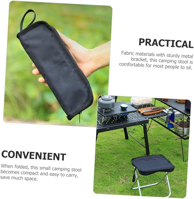 Folding Stool for Camping Portable Outdoor Bench Padded Seat Light Weight and Compact for Traveling