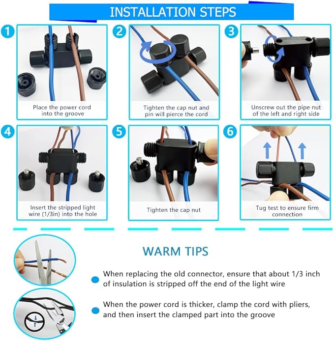 NETEHA 20 Pack Low Voltage 12-18 Gauge Wire Connectors for Landscape Lighting Pathway Lights Outdoor LED Lights
