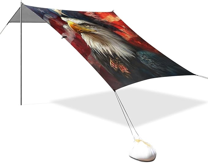 ALAZA Eagles Independence Day Beach Tent Sun Shelter Portable Canopy Sunshade for Outdoor Camping Picnics Backyard Fun 10x9 ft