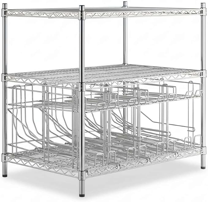 24 x 36 x 34 Commercial Wire Shelf Kit with FIFO Can Racks NSF Shelving for Food Storage
