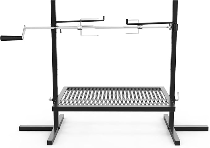 only fire Adjustable Grill Rotisserie System and Spit Over Fire Camp Grill with Cooking Grate for Outdoor Open Flame Cooking