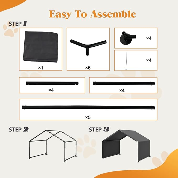 4×4×3 ft Dog Shade Shelter Pet Tent Outdoor Portable Pet Tent Outside Dog Sun Rain Canopy Pet House Animal Shelter for Small to Large Dogs Cats (Grey)