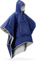 Preboun Thermal Poncho Wearable Hooded Blanket Winter Poncho Wearable Sleeping Bag Water Resistant Windproof for Men Women