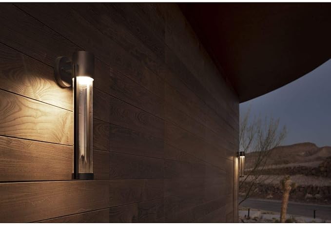 Progress Lighting Z-1030 LED Collection 1-Light Clear Glass Modern Outdoor Medium Wall Lantern Light Textured Black 20.00x5.13x5.13