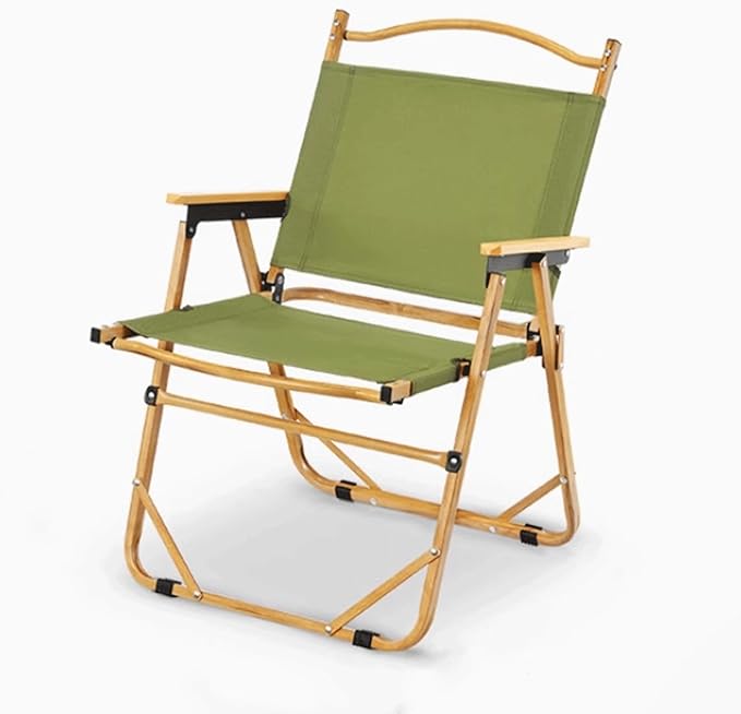 Aluminum Black Practical Outdoor Camping Folding Chair Portable Oxford Cloth Beach Chair Beech Wood Armrests for Parks Backpacking Yard Load Capacity 350 Lbs