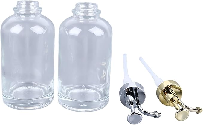 Coffee Syrup Dispenser Set Glass Bottle with Stainless Steel Pump 500ml 2 Pack - Drip Free Design Multi Purpose Use Ideal for Kitchen and Coffee Bar