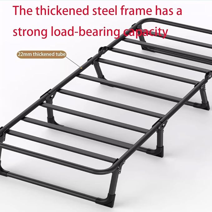 Single Camping Cot with Foam Mattress Portable Folding Bed for Sleeping 6-Position Folding Chaise Lounge Chair with Soft Pillow