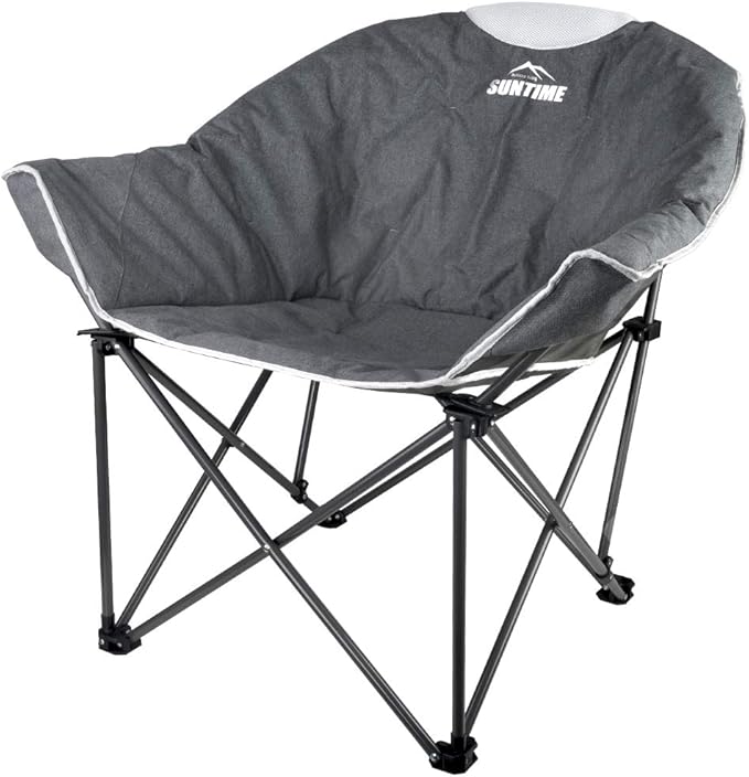 OUTDOOR LIVING SUNTIME Sofa Chair Oversize Padded Moon Leisure Portable Stable Comfortable Folding Chair for Camping Hiking Carry Bag…