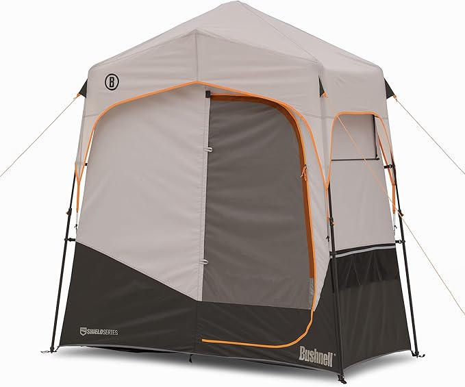 Bushnell Shower Tent with Instant Setup Technology | Shield Series 2 Room Shower Tent for Family Camping Hunting Hiking | Solar Water Reservoir Included