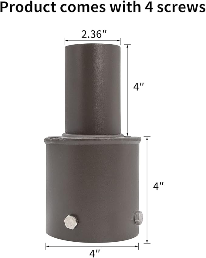 Mounting Bracket Accessories 4 Inch Round Pole Bracket Tenon Adapter for Outdoor Shoebox Lighting Parking Lot Light Street Light with Slip Fitter Mount