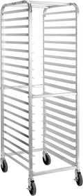 HALLY SINKS &amp TABLES H Bun Pan Rack 20 Tier with Wheels Commercial Bakery Racking of Aluminum for Full &amp Half Sheet - Kitchen Restaurant Cafeteria Pizzeria Hotel and Home 26 L x 20 W x