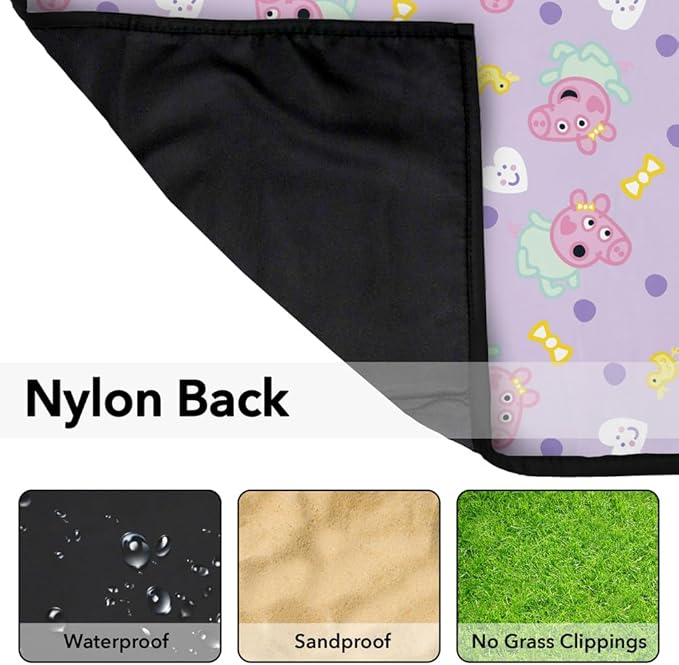 LOGOVISION Peppa Pig Evie Pig Ducks and Bows Outdoor Blanket for Picnic Beach Camping Park Tailgate 50x60