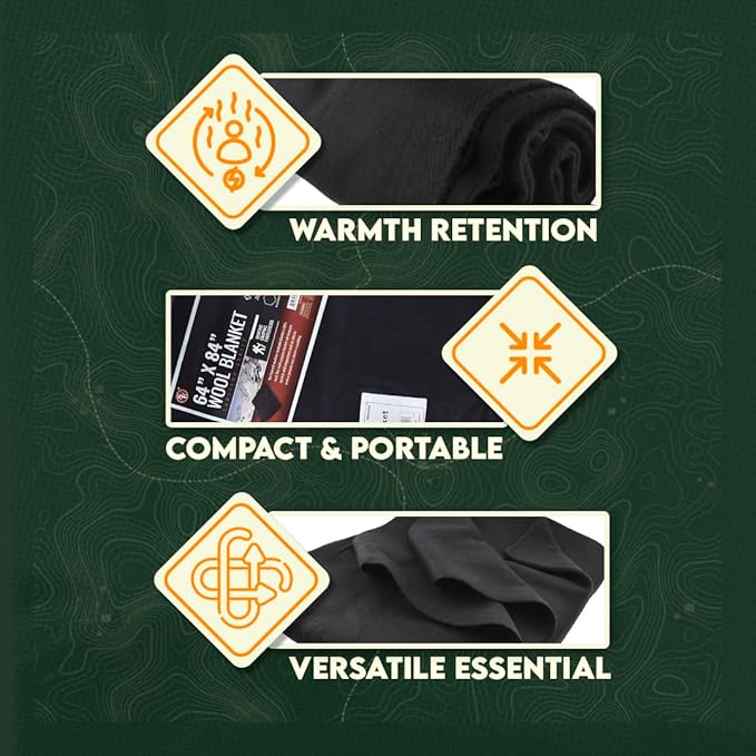 SE Black 64 x 84 4-lb. Warm Blanket with 80% Wool - BI64845BK