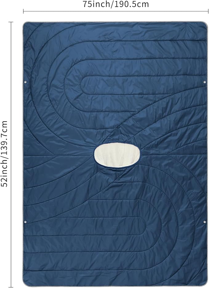 Camping Blanket Poncho Wearable Hoodie Blankets Outdoor Waterproof Windproof Warm Durable &amp Portable for Stadium Concerts CarTravel Beach Picnic Grass75 * 52 inch