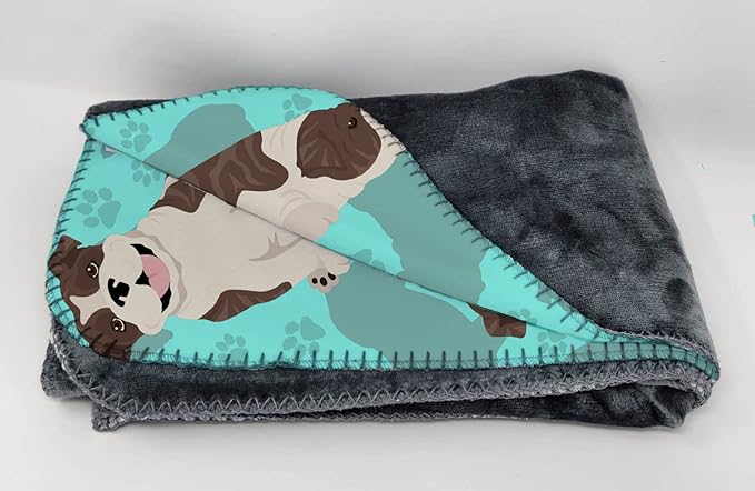 Caroline's Treasures MLM1049TBLT Brindle English Bulldog Soft Travel Blanket with Bag Airplane Blanket Indoor Outdoor Camping Blanket for Traveling Picnics Beach Trips Concerts