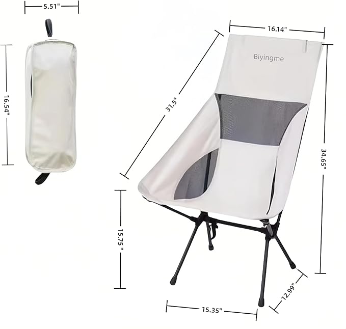 Folding Lawn 3.4lbs Portable Chair Heavy Duty Camping Chair for Adults Compact Outdoor Folding Seat White