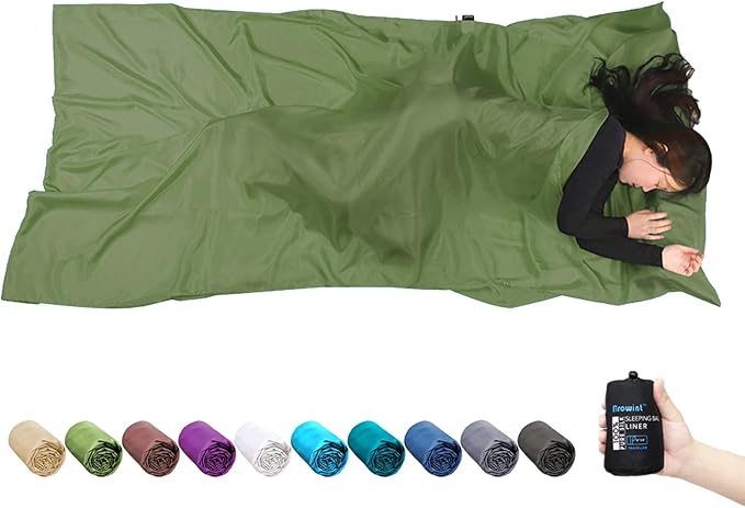 Browint Silk Sleeping Bag Liner Silk Sleep Sack Extra Wide 87x43 Lightweight Travel Sheet for Hotels More Colors for Option Reinforced Gussets