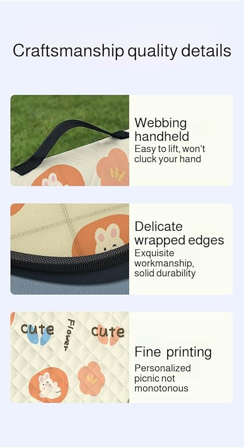 lilaBelle] Thick Picnic Mat【Waterproof Camping Blanket】 Oxford Cloth with PVC Backing Portable Outdoor Cover for BBQ Spring Outing Festival Beach Party Essentials Style D